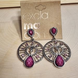 exclamacion Earrings/ Silver and Burgundy/ Women's/ NWT